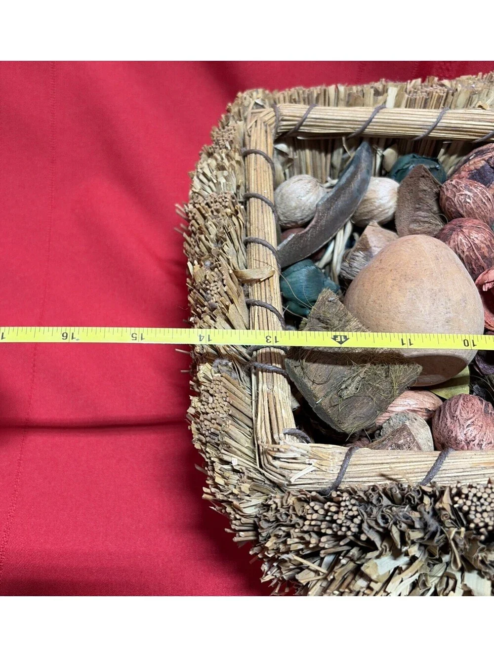 woven grass basket assortment of dried botanical potpourri
